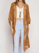 Embroidered Lace Kimono Cover Up - View 8 | Clistos