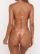 Sparkly ruched U-wire bandeau bikini set - View 14 | Clistos