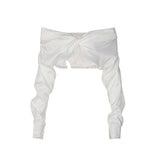 white off-the-shoulder crop top with twisted front