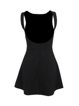Sleek Backless Boat Neck Mini Dress - View 7 | Clistos