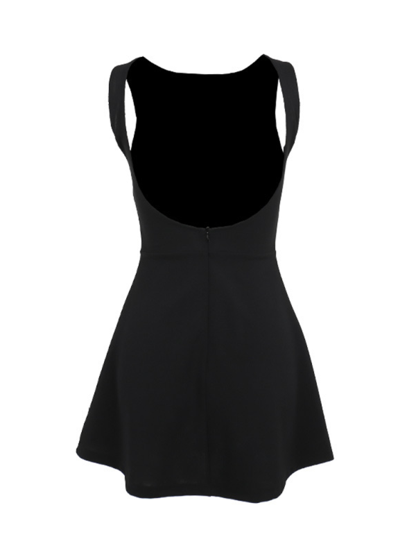 Sleek Backless Boat Neck Mini Dress - View 7 | Clistos