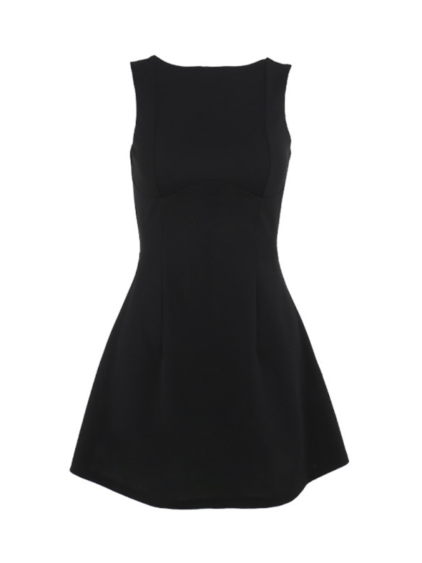 Sleek Backless Boat Neck Mini Dress - View 8 | Clistos