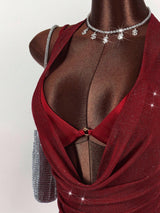 Shimmering halter crop top and belted mini skirt set - View 10 | Clistos