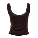 back view of a brown satin top
