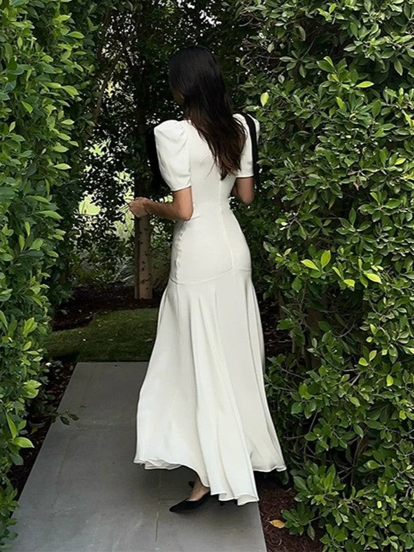 Clistos Puff Sleeve Tie Waist Maxi Dress - View 6 | Clistos