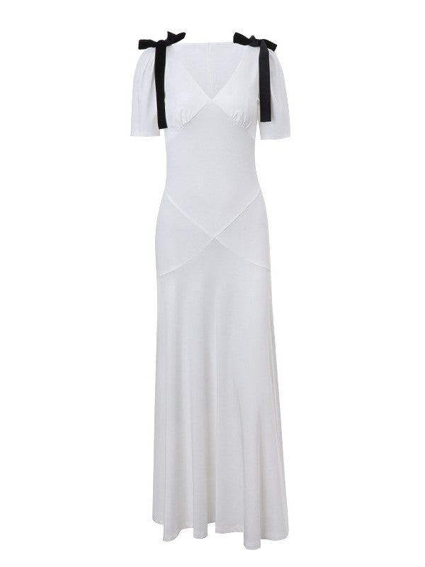 Clistos Puff Sleeve Tie Waist Maxi Dress - View 8 | Clistos