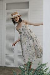 Boho floral a-line midi dress with embroidery - View 9 | Clistos