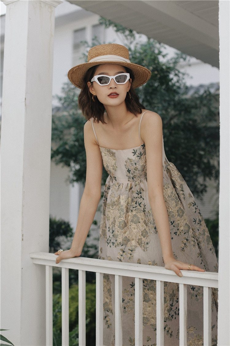 Boho floral a-line midi dress with embroidery - View 8 | Clistos
