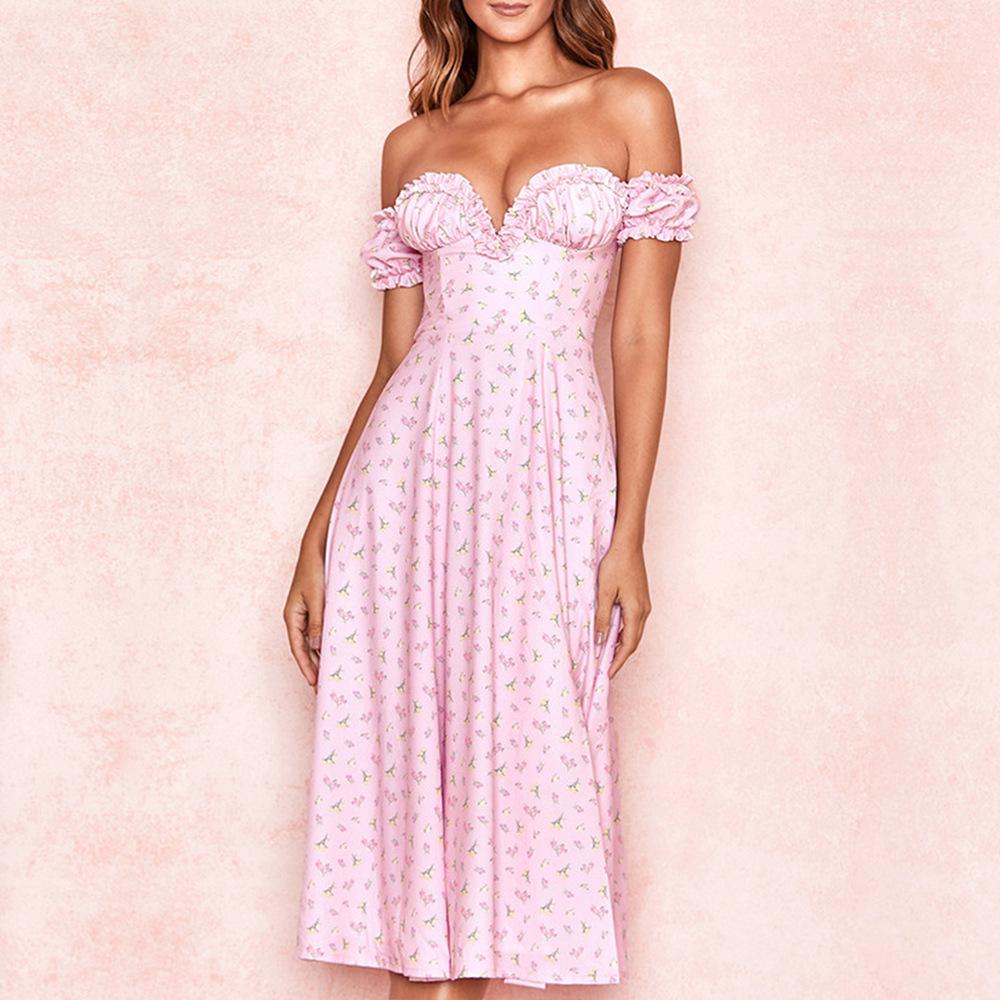 Off Shoulder Floral Midi Dress - View 6 | Clistos