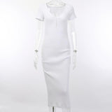 Clistos Ribbed Knit V-Neck Bodycon Midi Dress - View 6 | Clistos