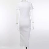 Clistos Ribbed Knit V-Neck Bodycon Midi Dress - View 8 | Clistos
