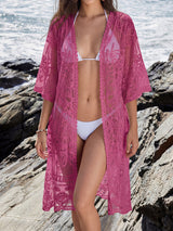 Embroidered lace kimono beach cover-up - View 6 | Clistos