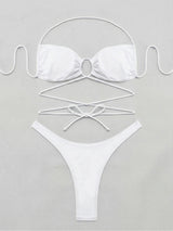 White bikini laid out flat