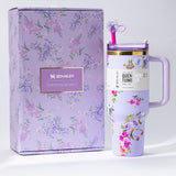 Stanley Quencher H2.0 Tumbler with floral print and matching gift box