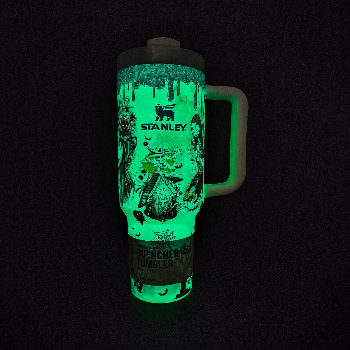 Stanley Luminous Glow Tumbler 40 oz Purple with Nightmare Before Christmas and Stitch artwork - View 3 | Clistos