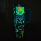 Stanley x Stitch Limited Edition Luminous Tumbler 40 oz in sapphire blue with glow-in-the-dark wizard Stitch artwork - View 3 | Clistos