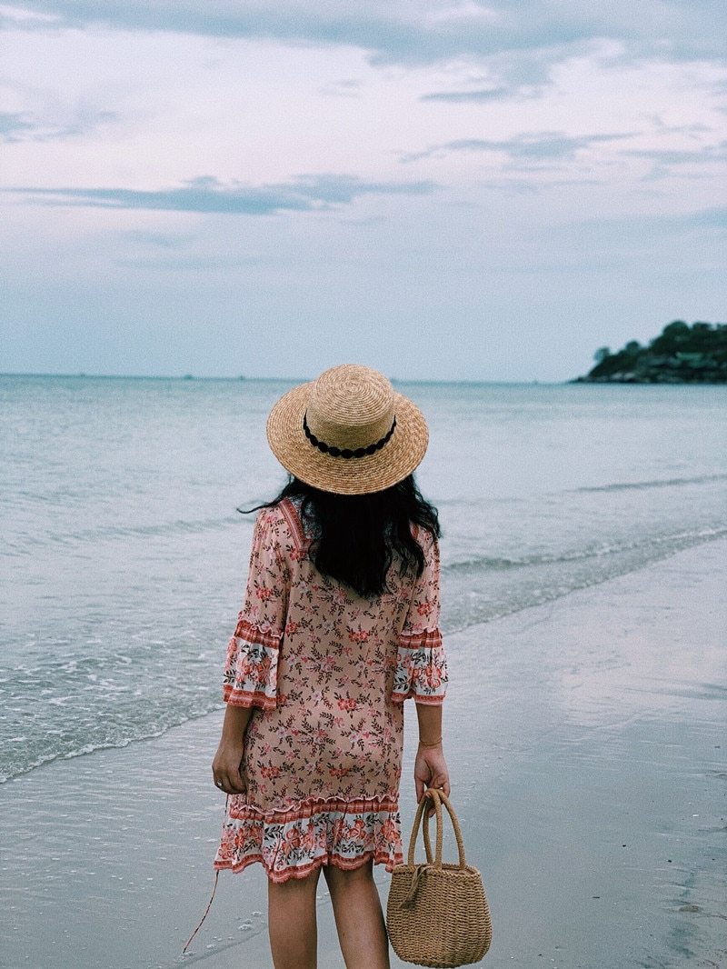 Boho floral print mini dress with bell sleeves and tassel detail - View 11 | Clistos