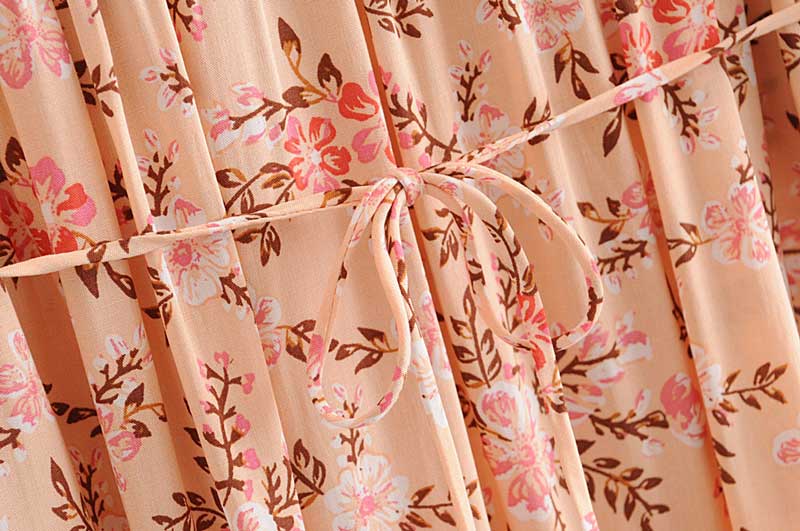 Boho floral print mini dress with bell sleeves and tassel detail - View 21 | Clistos