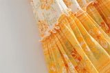 Boho floral print mini dress with bell sleeves and tassel detail - View 32 | Clistos