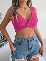 Twisted V-Neck Cropped Knit Vest - View 10 | Clistos