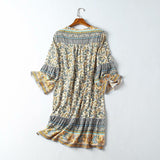 Boho floral bell sleeve mini dress - View 12 | Clistos