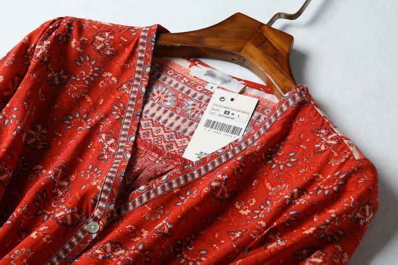 Boho floral bell sleeve mini dress - View 14 | Clistos