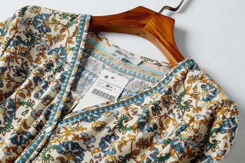 Boho floral bell sleeve mini dress - View 15 | Clistos
