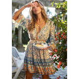 Boho floral bell sleeve mini dress - View 22 | Clistos
