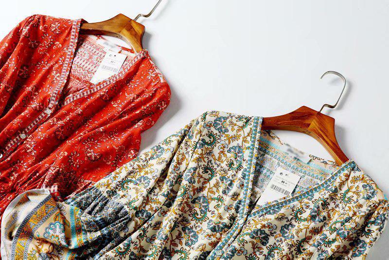 Boho floral bell sleeve mini dress - View 8 | Clistos