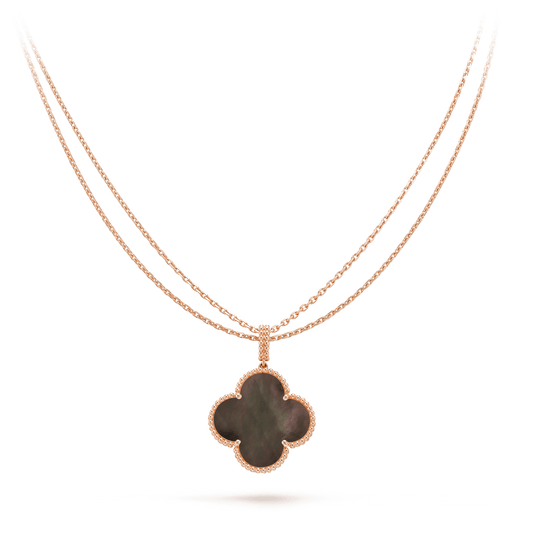 CLOVER 25MM GOLD DARK MOP BIG CLOVER NECKLACE