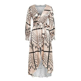 Vintage Letter Print Wrap Midi Dress - View 6 | Clistos