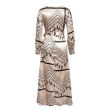 Vintage Letter Print Wrap Midi Dress - View 7 | Clistos